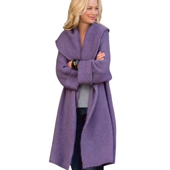 Soft Surroundings Telluride Mohair Wool Long Cardigan, Purple, XS - Picture 2 of 8